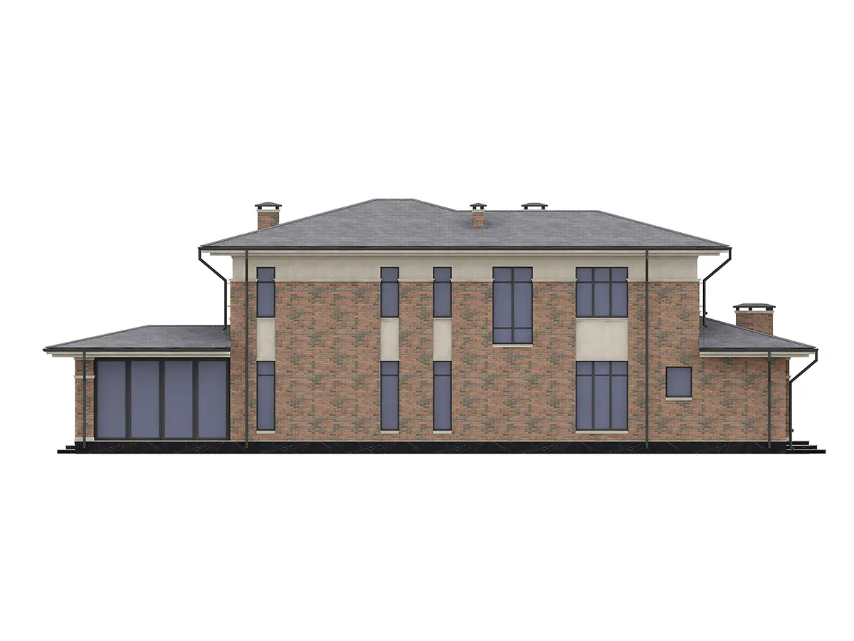 Projekt domu jednorodzinnego o pow. 313 m²: Piętrowy, 4 Sypialnie, 3 Łazienki, Otwarta kuchnia, Wiata