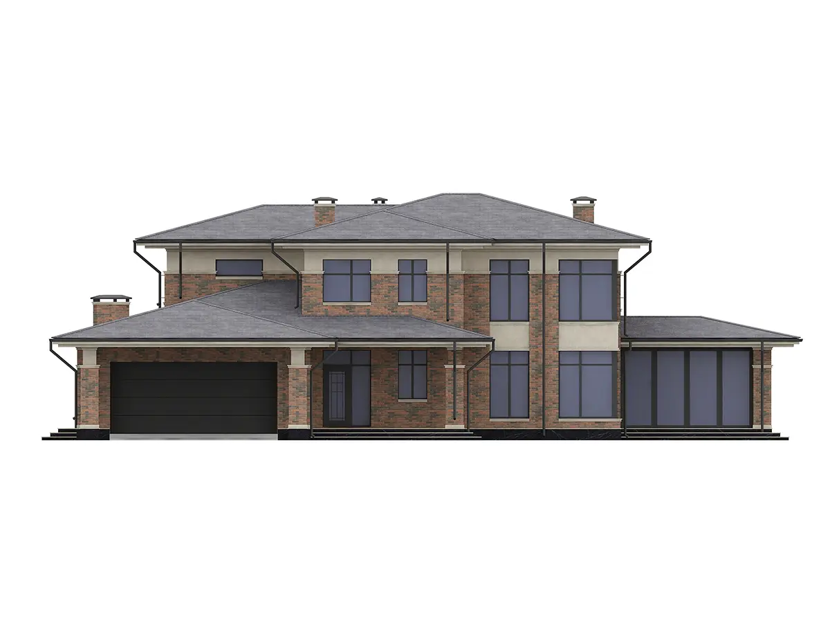 Projekt domu jednorodzinnego o pow. 313 m²: Piętrowy, 4 Sypialnie, 3 Łazienki, Otwarta kuchnia, Wiata
