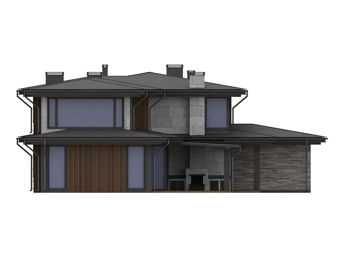 Projekt domu jednorodzinnego o pow. 423 m²: Piętrowy, 4 Sypialnie, Gabinet, 4 Łazienki, Otwarta kuchnia, Garaż