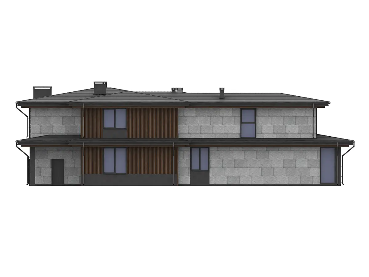 Projekt domu jednorodzinnego o pow. 423 m²: Piętrowy, 4 Sypialnie, Gabinet, 4 Łazienki, Otwarta kuchnia, Garaż