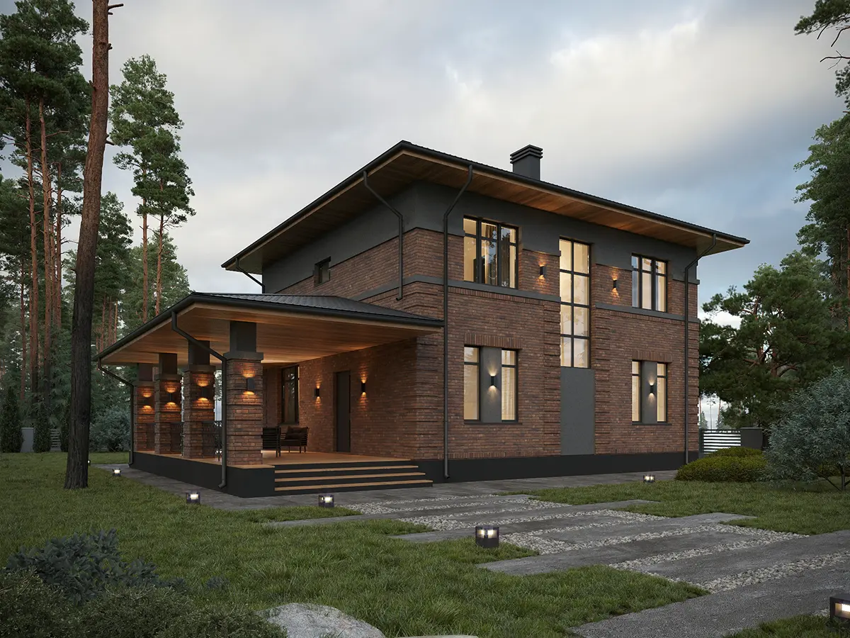 Projekt domu jednorodzinnego o pow. 165 m²: Piętrowy, 4 Sypialnie, Gabinet, 3 Łazienki