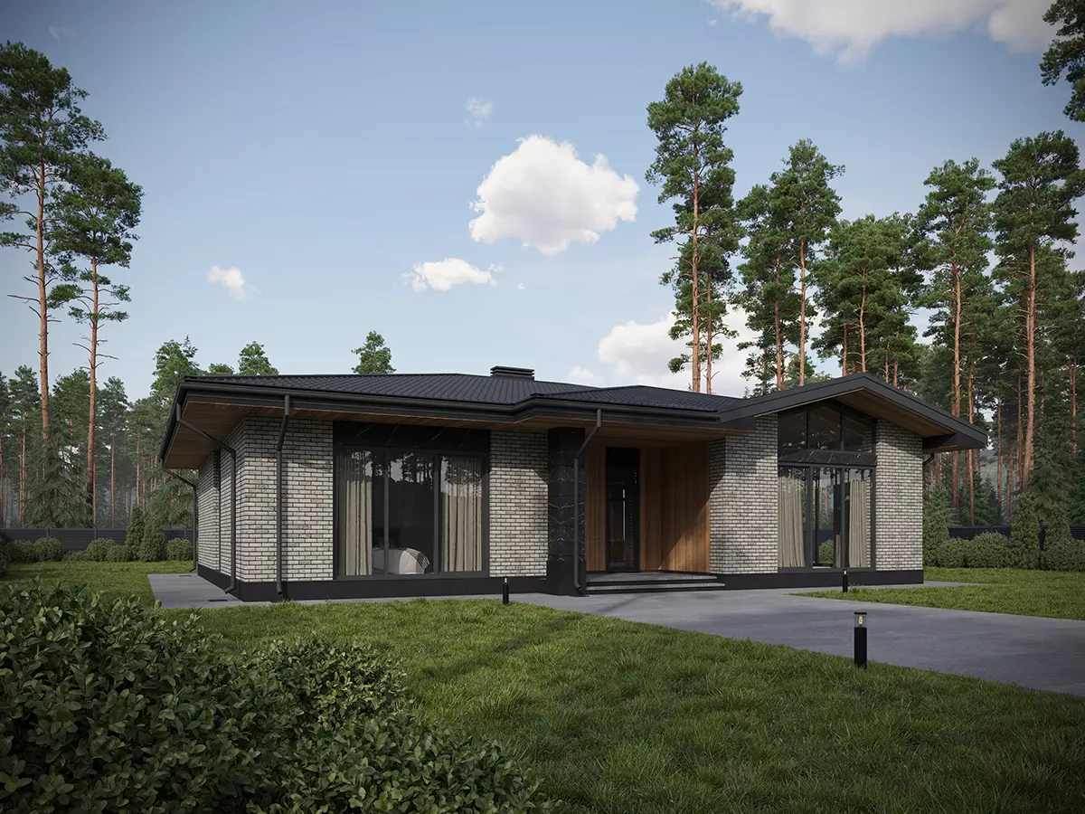 Projekt domu jednorodzinnego o pow. 144 m²: Parterowy, 3 Sypialnie, 2 Łazienki, Otwarta kuchnia