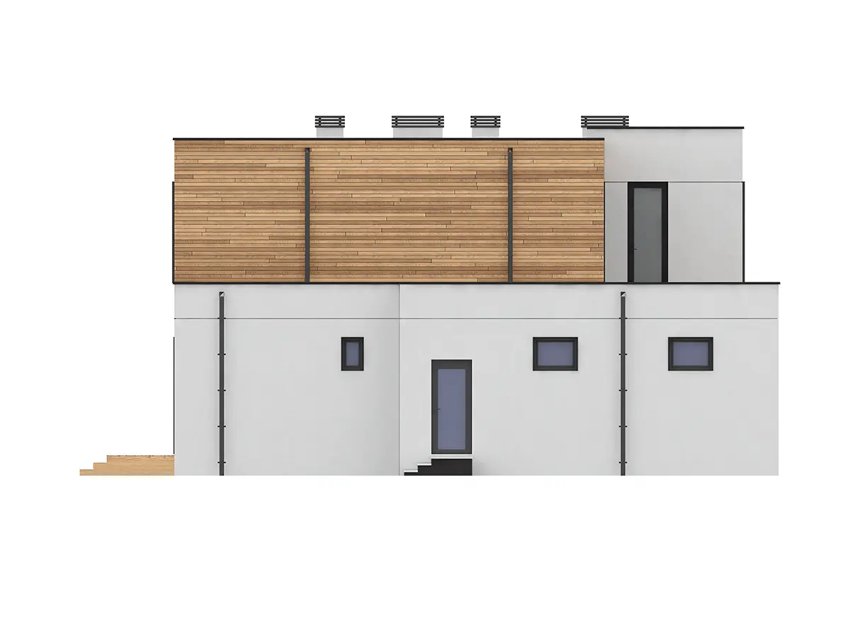 Projekt domu jednorodzinnego o pow. 211 m²: Piętrowy, 4 Sypialnie, Gabinet, 4 Łazienki, Otwarta kuchnia, Garaż