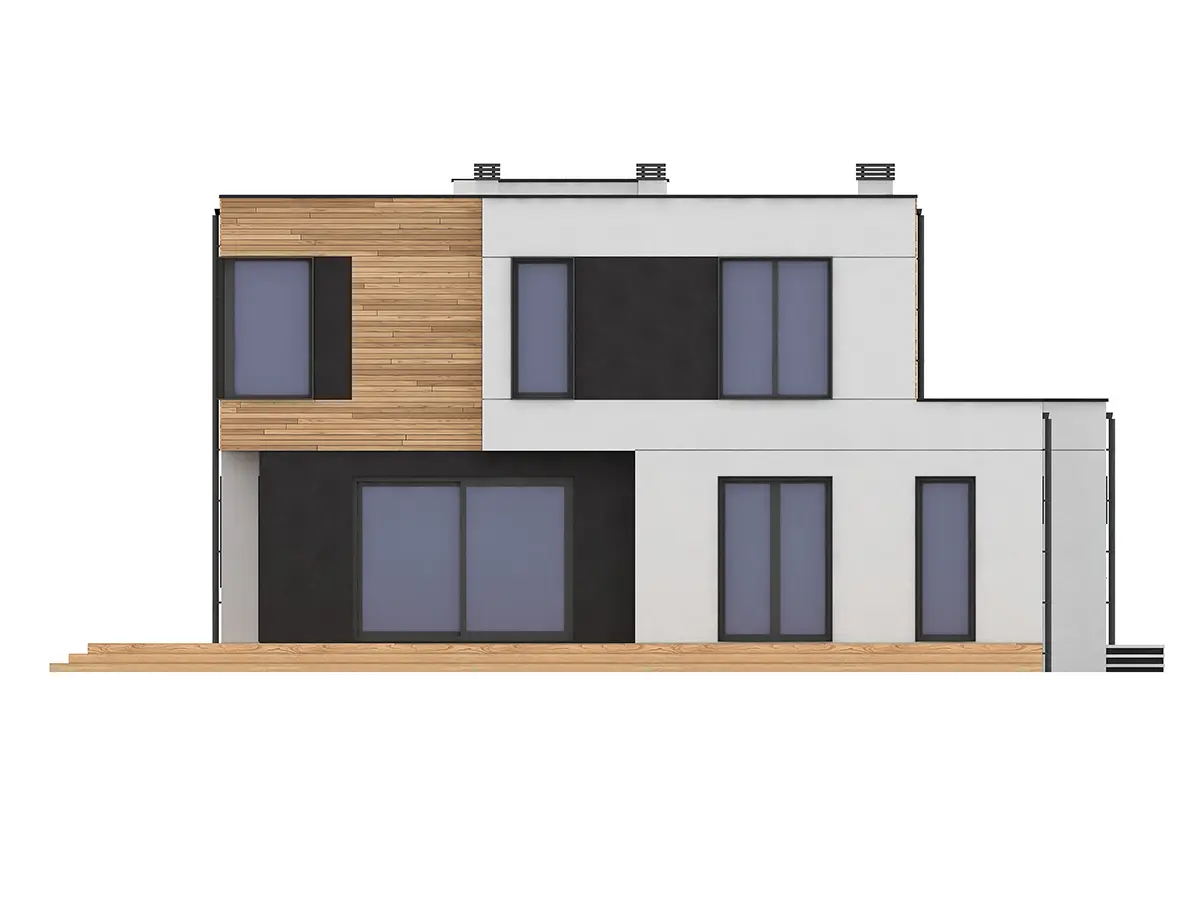Projekt domu jednorodzinnego o pow. 211 m²: Piętrowy, 4 Sypialnie, Gabinet, 4 Łazienki, Otwarta kuchnia, Garaż