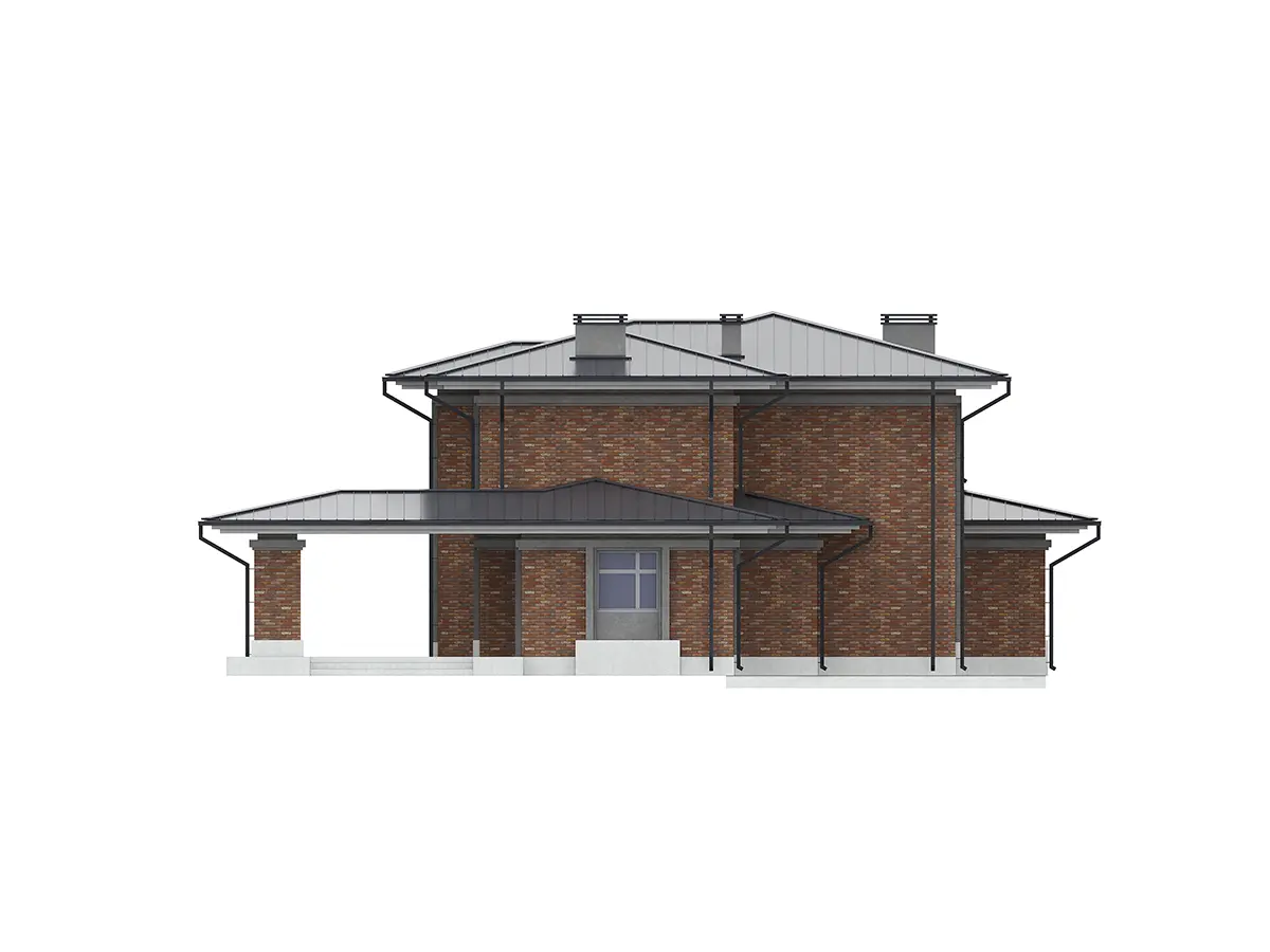 Projekt domu jednorodzinnego o pow. 211 m²: Piętrowy, 3 Sypialnie, 4 Łazienki, Otwarta kuchnia, Wiata