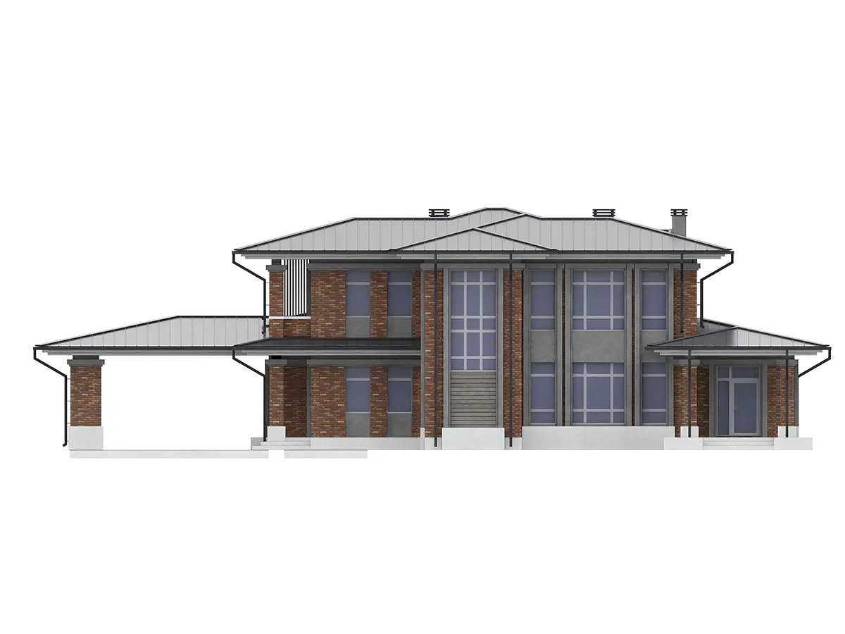 Projekt domu jednorodzinnego o pow. 211 m²: Piętrowy, 3 Sypialnie, 4 Łazienki, Otwarta kuchnia, Wiata