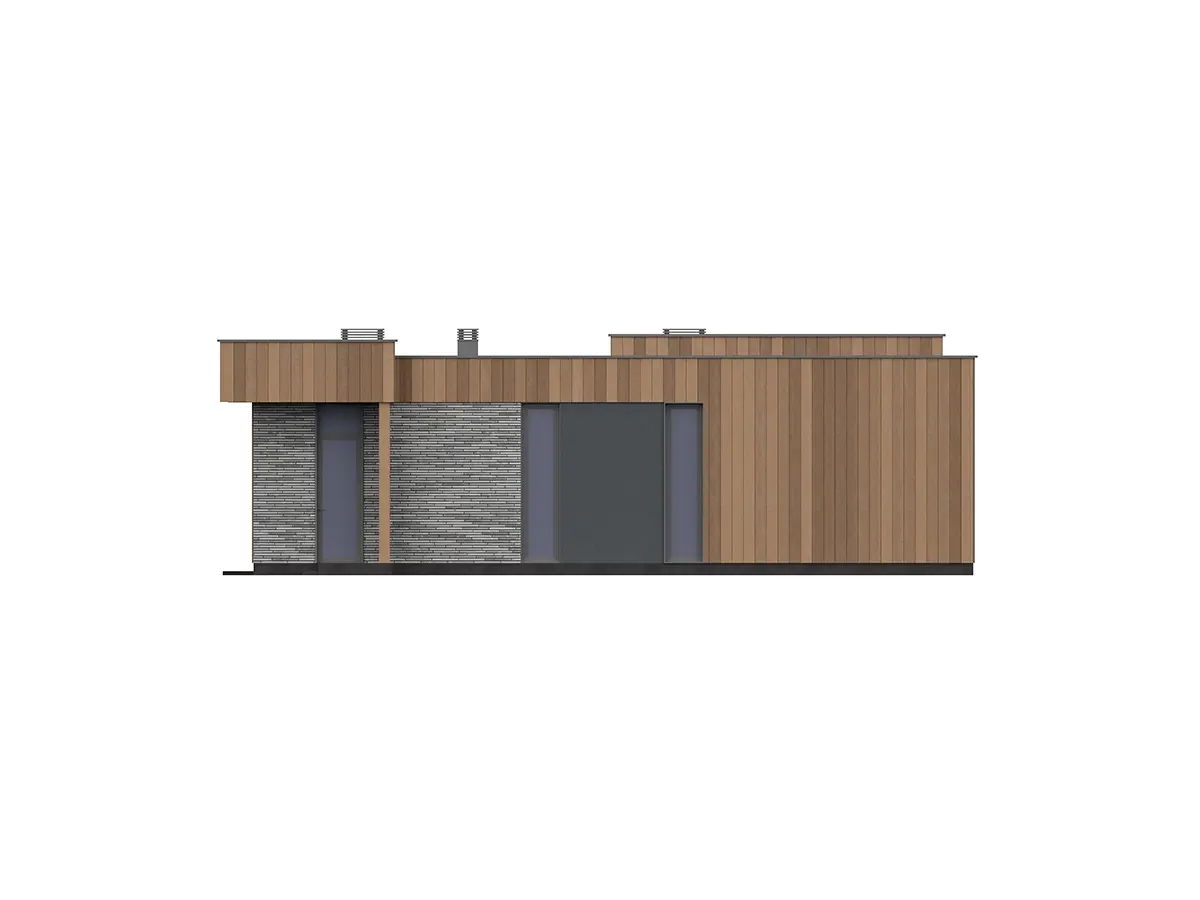 Projekt domu jednorodzinnego o pow. 168 m²: Parterowy, 4 Sypialnie, 2 Łazienki, Otwarta kuchnia