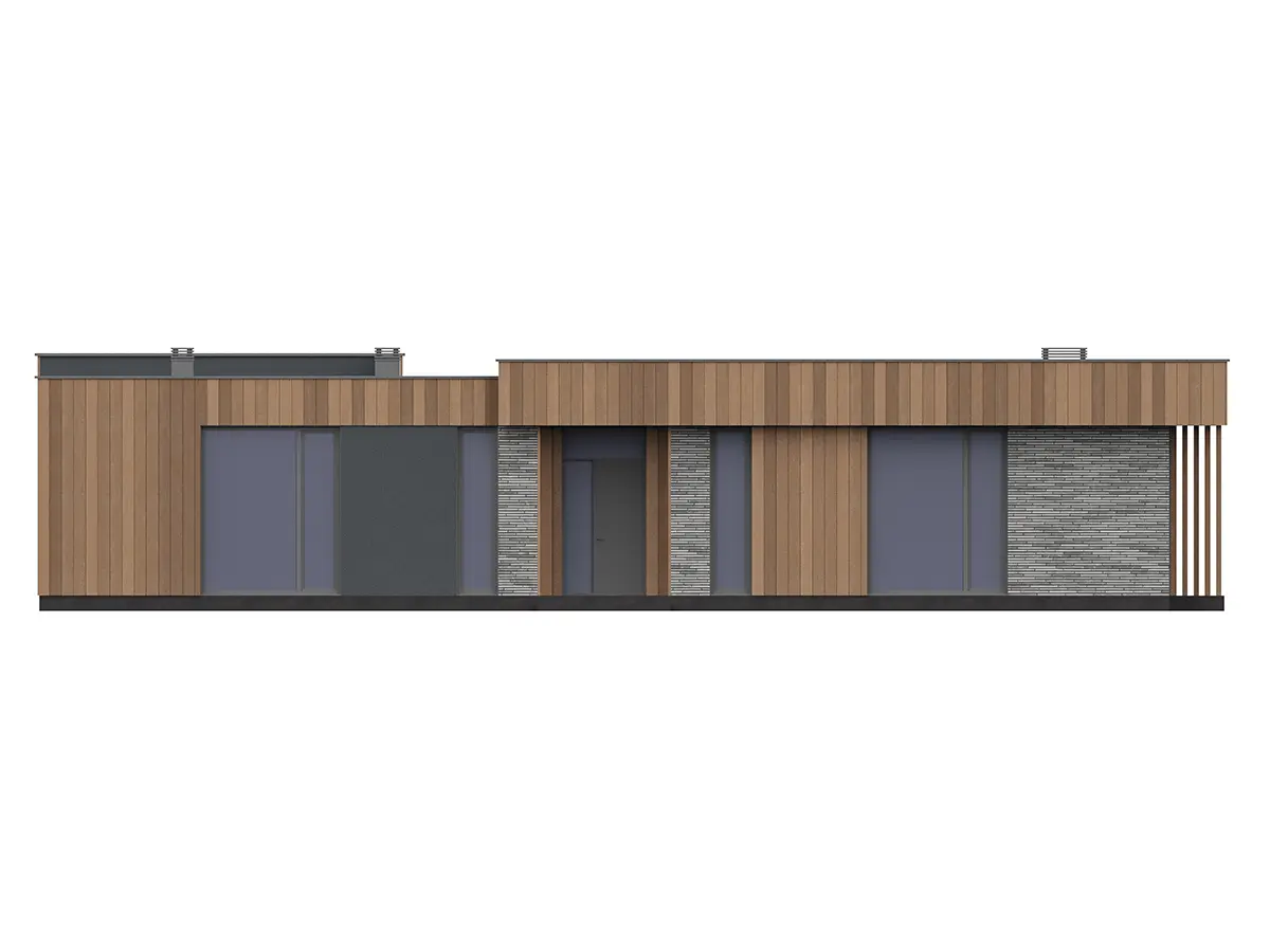 Projekt domu jednorodzinnego o pow. 168 m²: Parterowy, 4 Sypialnie, 2 Łazienki, Otwarta kuchnia