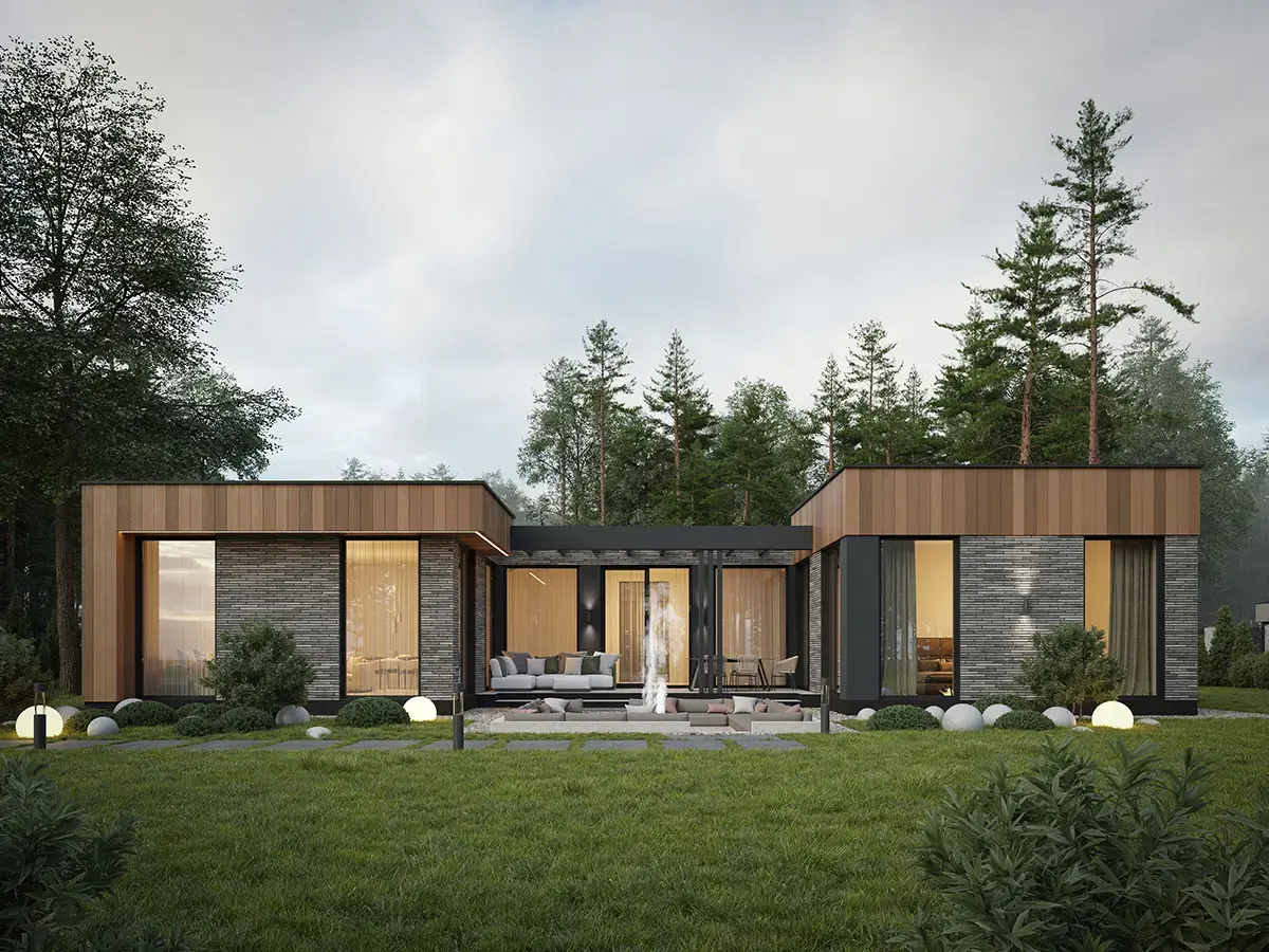 Projekt domu jednorodzinnego o pow. 168 m²: Parterowy, 4 Sypialnie, 2 Łazienki, Otwarta kuchnia