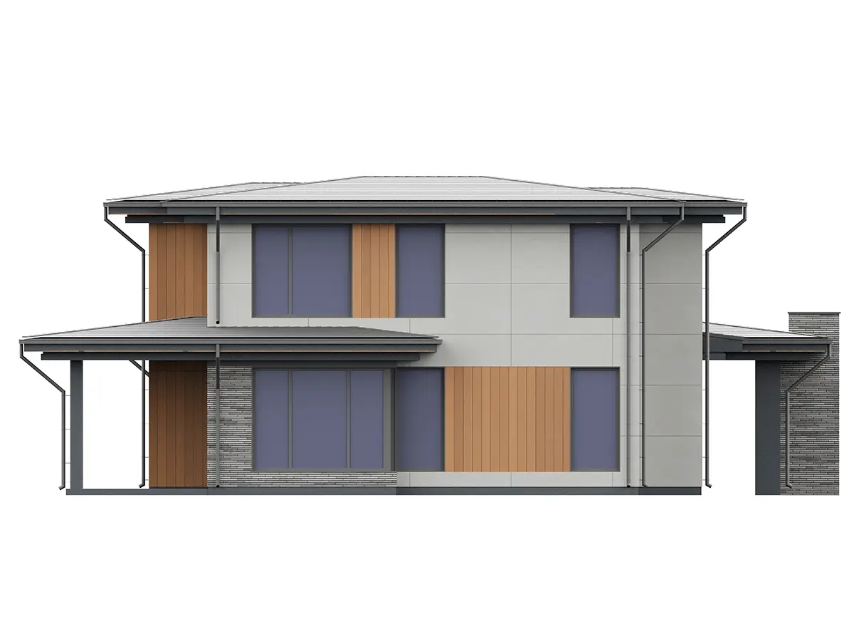 Projekt domu jednorodzinnego o pow. 178 m²: Piętrowy, 4 Sypialnie, 3 Łazienki, Otwarta kuchnia, Wiata