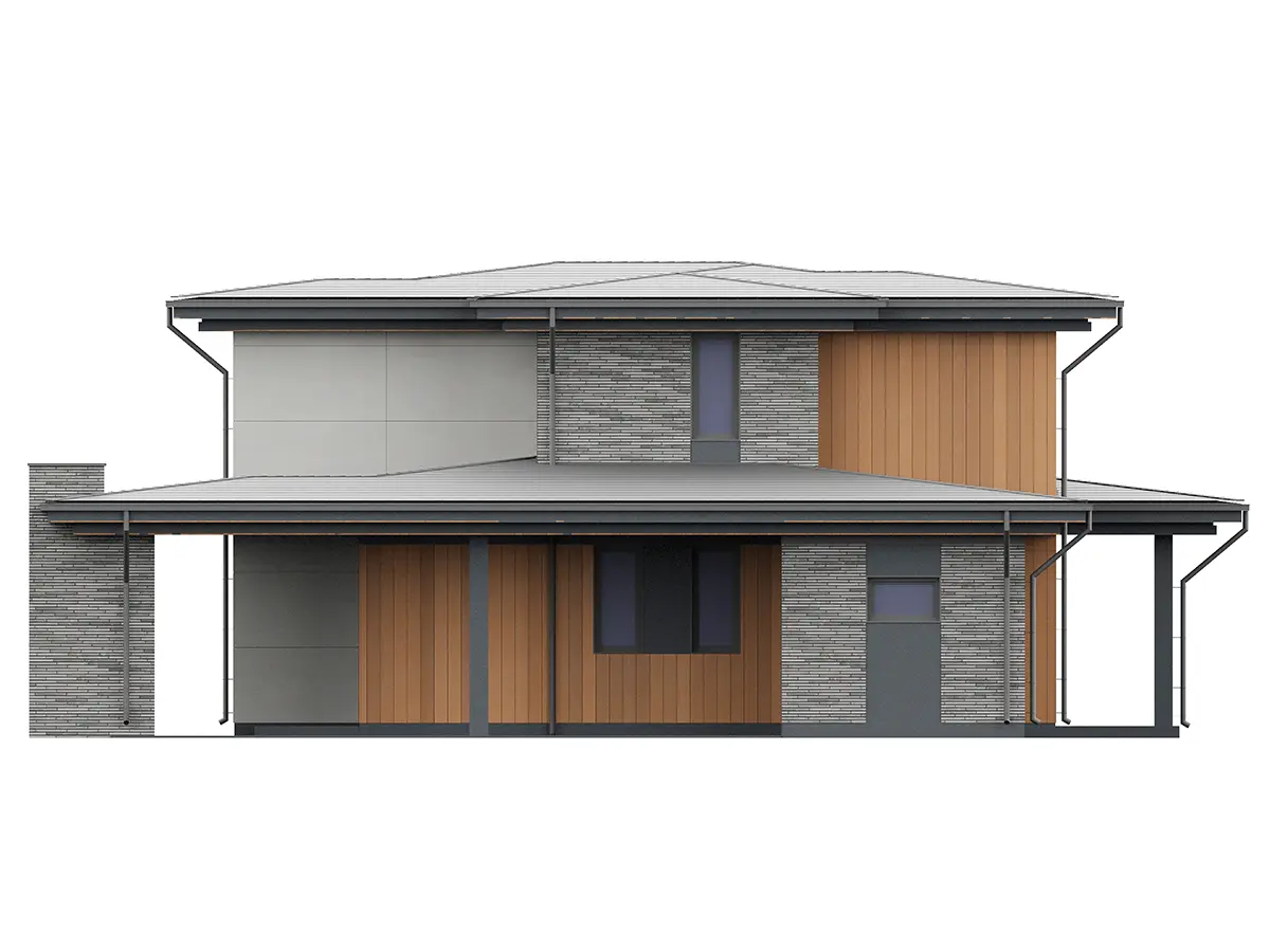 Projekt domu jednorodzinnego o pow. 178 m²: Piętrowy, 4 Sypialnie, 3 Łazienki, Otwarta kuchnia, Wiata