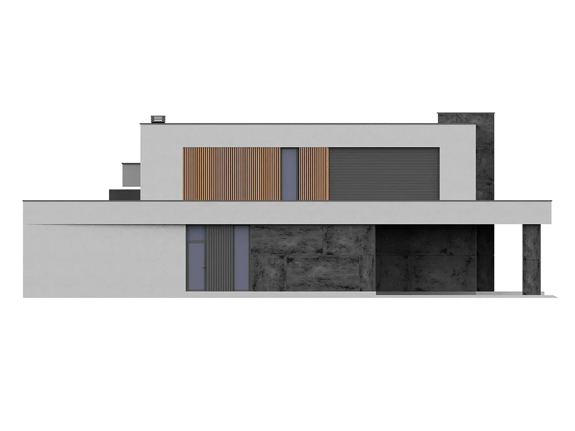 Projekt domu jednorodzinnego o pow. 293 m²: Piętrowy, 4 Sypialnie, 5 Łazienki, Otwarta kuchnia, Wiata