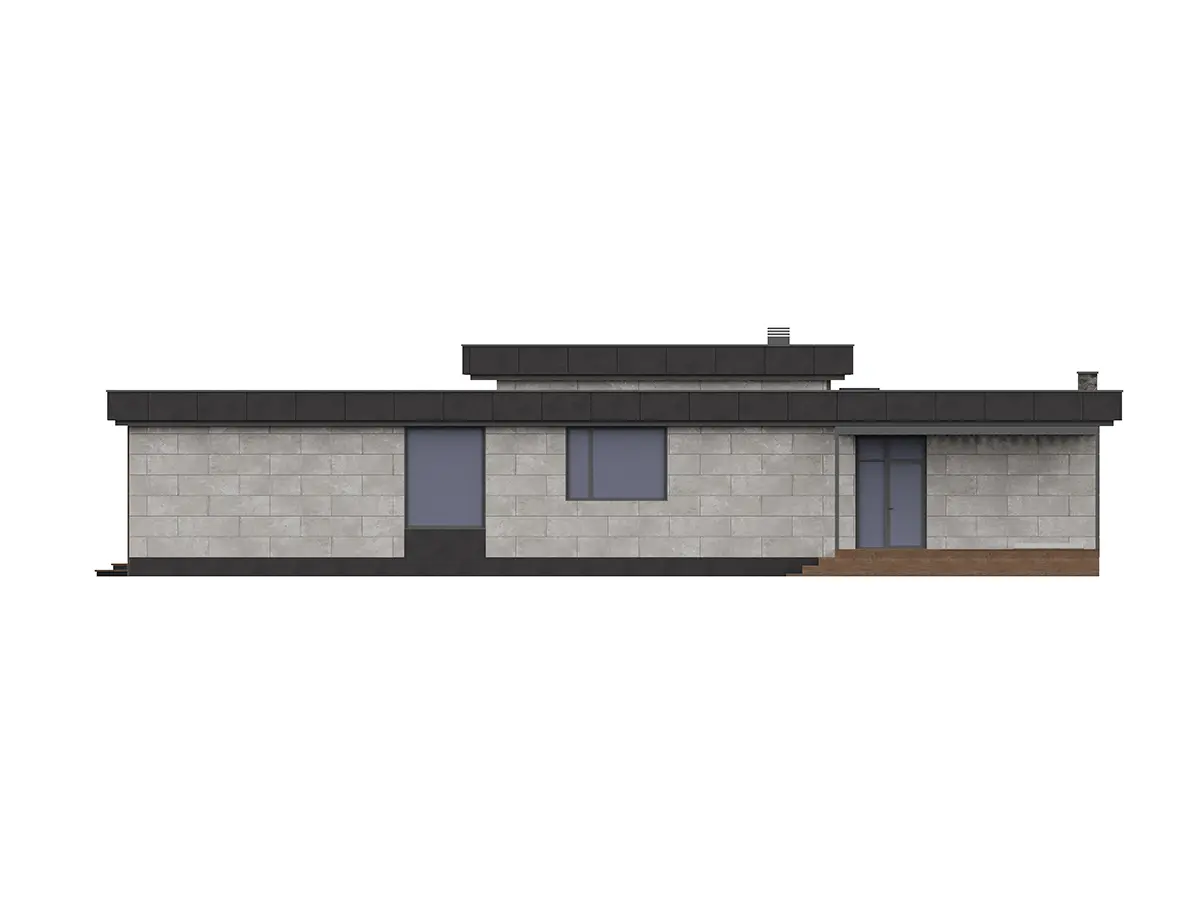 Projekt domu jednorodzinnego o pow. 206 m²: Parterowy, 2 Sypialnie, Gabinet, 3 Łazienki, Otwarta kuchnia, Wiata