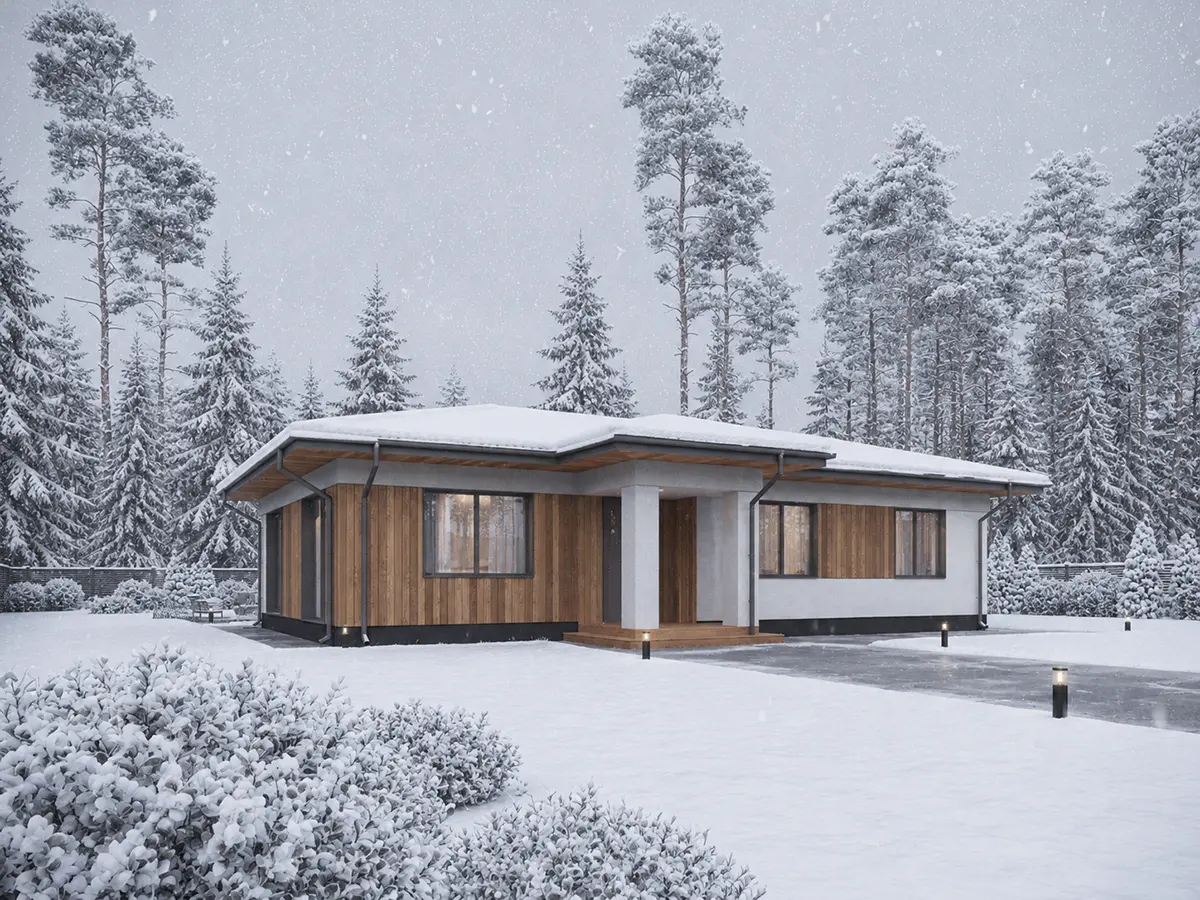 Projekt domu jednorodzinnego o pow. 97 m²: Parterowy, 3 Sypialnie, 2 Łazienki, Otwarta kuchnia