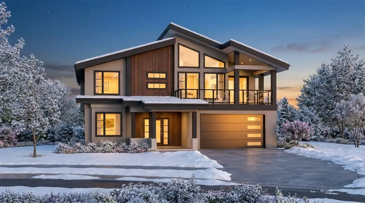 Projekt domu piętrowego o pow. 303 m²: 5 Sypialnie, Gabinet, 4 Łazienki, Otwarta kuchnia, Garaż