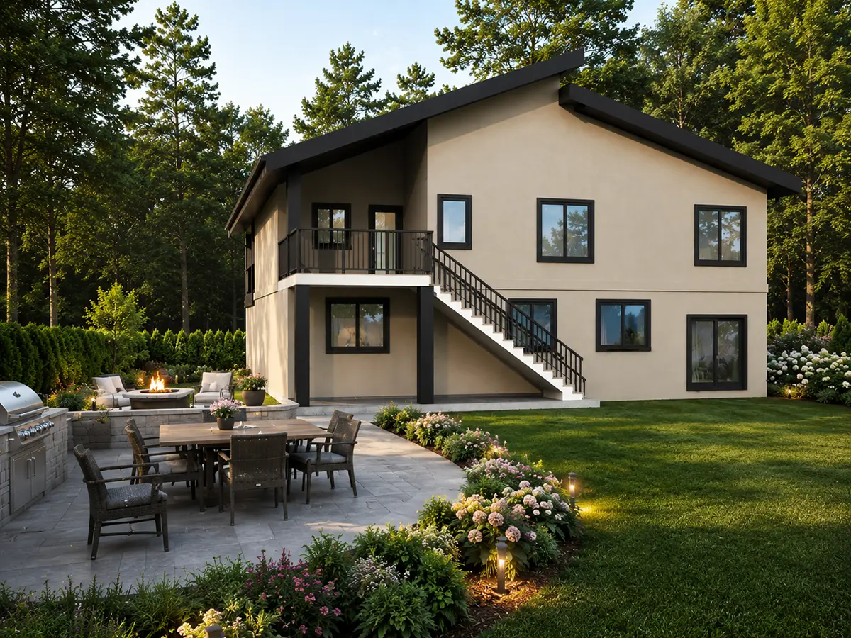 Projekt domu piętrowego o pow. 303 m²: 5 Sypialnie, Gabinet, 4 Łazienki, Otwarta kuchnia, Garaż