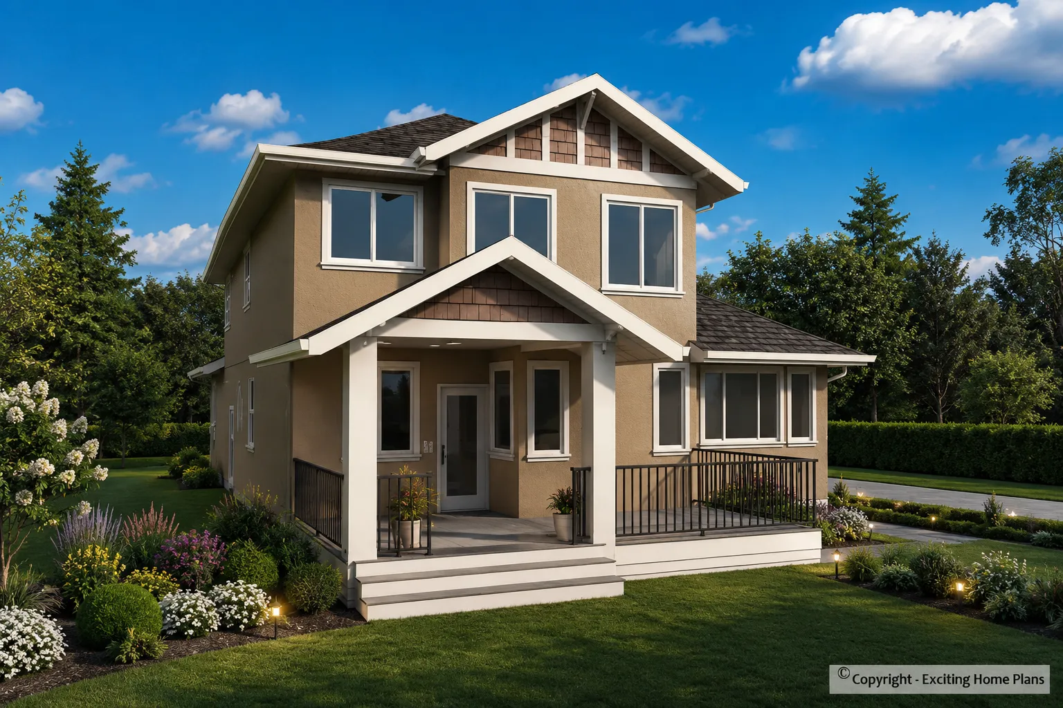 Projekt domu piętrowego + piwnicą o pow. 359 m²: 5 Sypialnie, Gabinet, 4 Łazienki, Otwarta kuchnia, Garaż