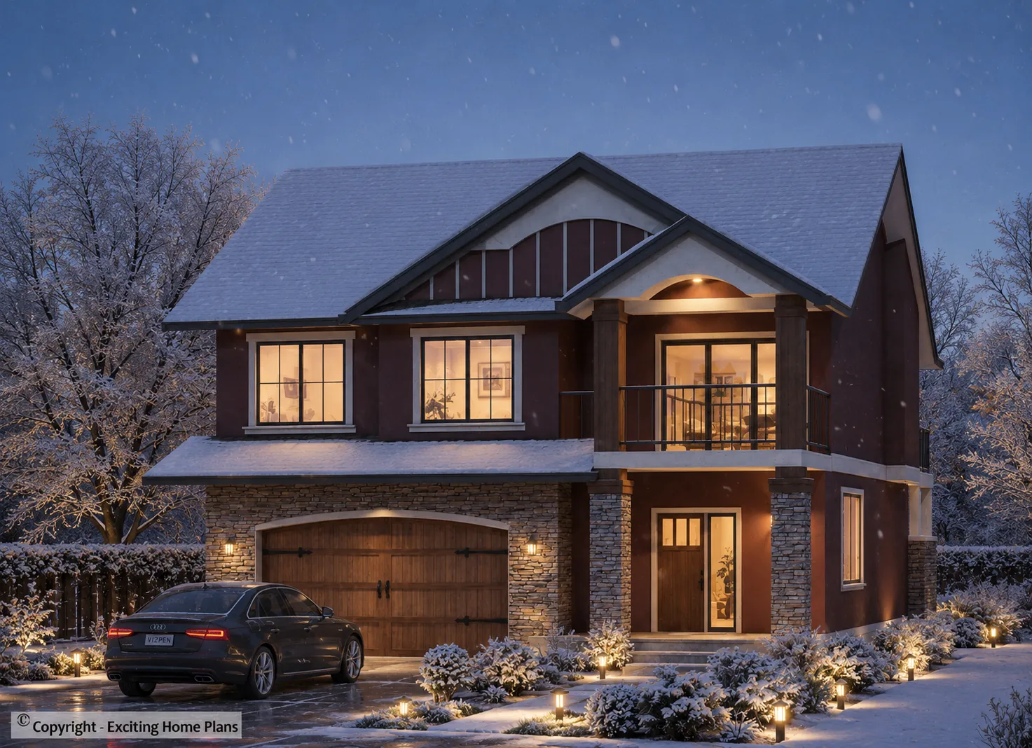 Projekt domu piętrowego o pow. 261 m²: 4 Sypialnie, 3 Łazienki, Otwarta kuchnia, Garaż