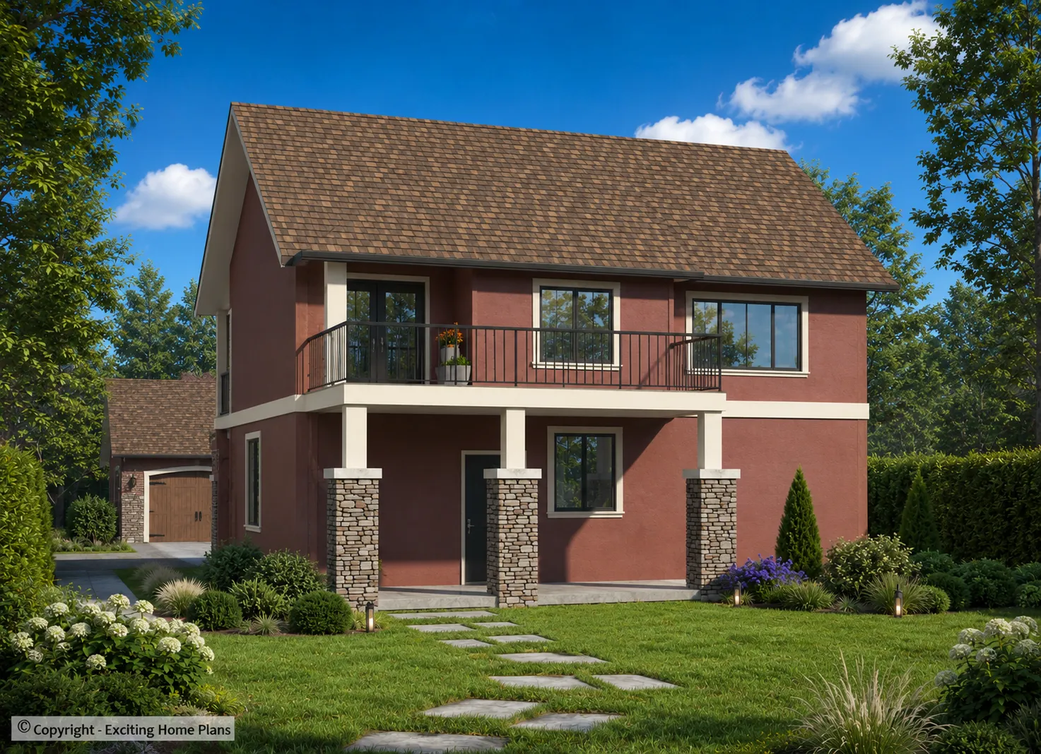 Projekt domu piętrowego o pow. 261 m²: 4 Sypialnie, 3 Łazienki, Otwarta kuchnia, Garaż