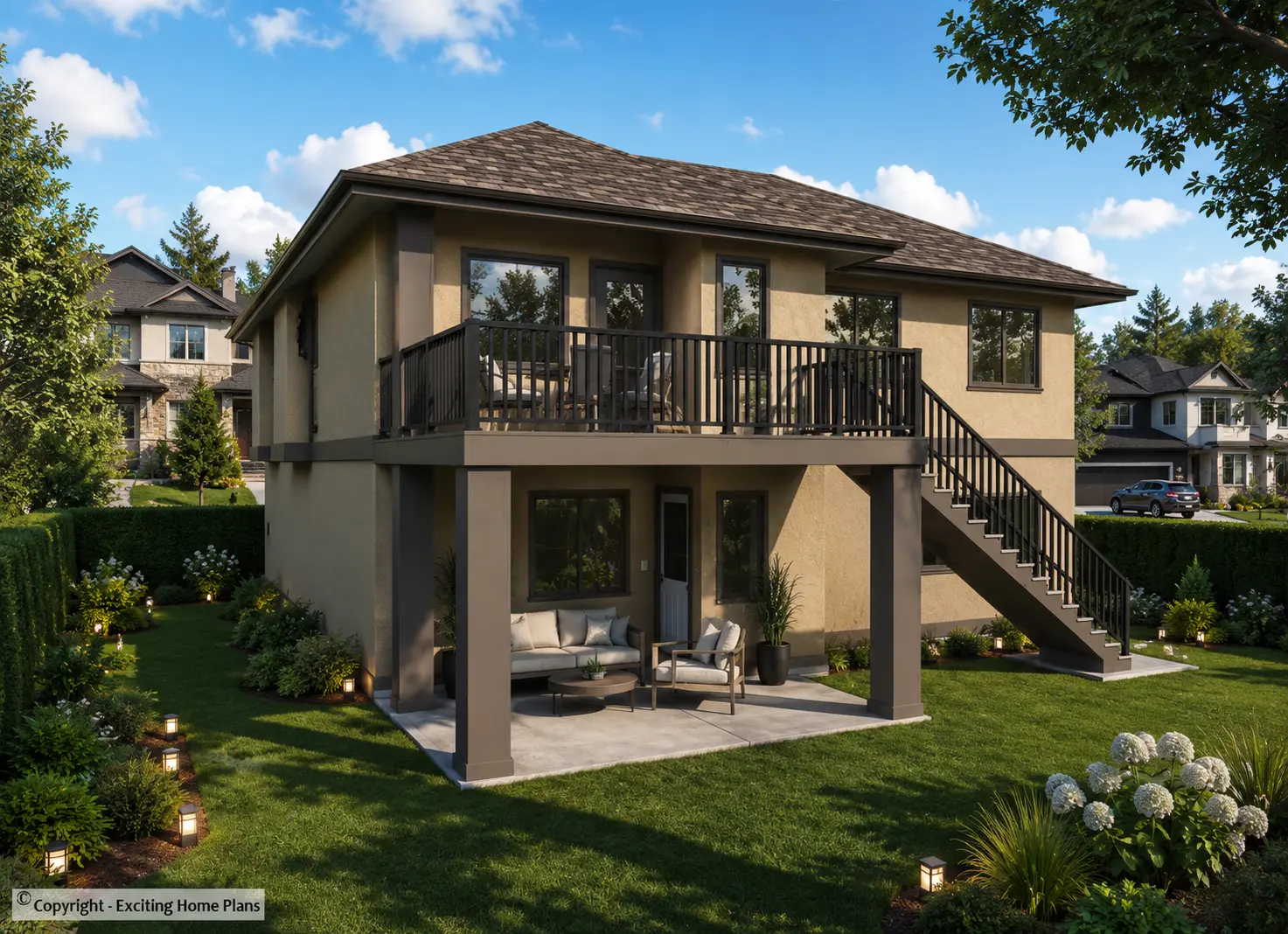 Projekt domu piętrowego o pow. 257 m²: 5 Sypialnie, Gabinet, 4 Łazienki, Otwarta kuchnia, Garaż