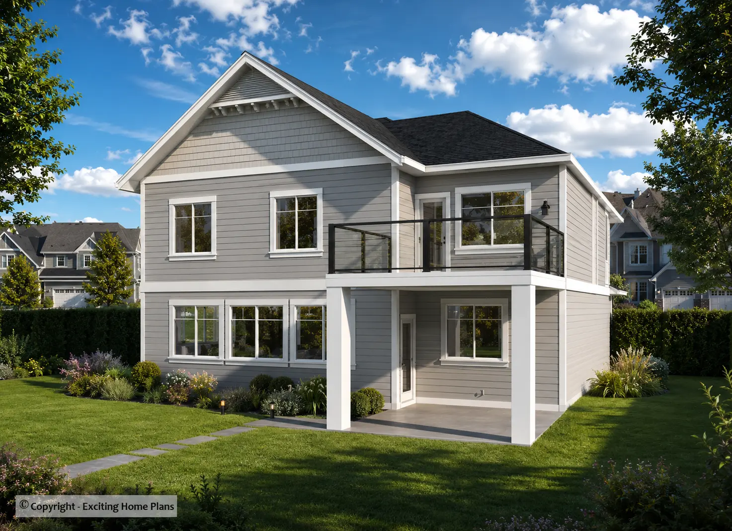 Projekt domu piętrowego o pow. 308 m²: 5 Sypialnie, 3 Łazienki, Otwarta kuchnia, Garaż