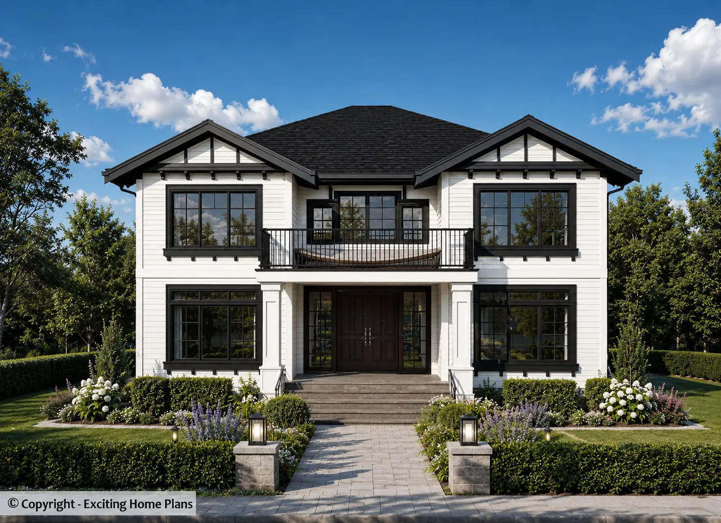 Projekt domu piętrowego o pow. 519 m²: 6 Sypialnie, Gabinet, 4 Łazienki, Otwarta kuchnia, Garaż