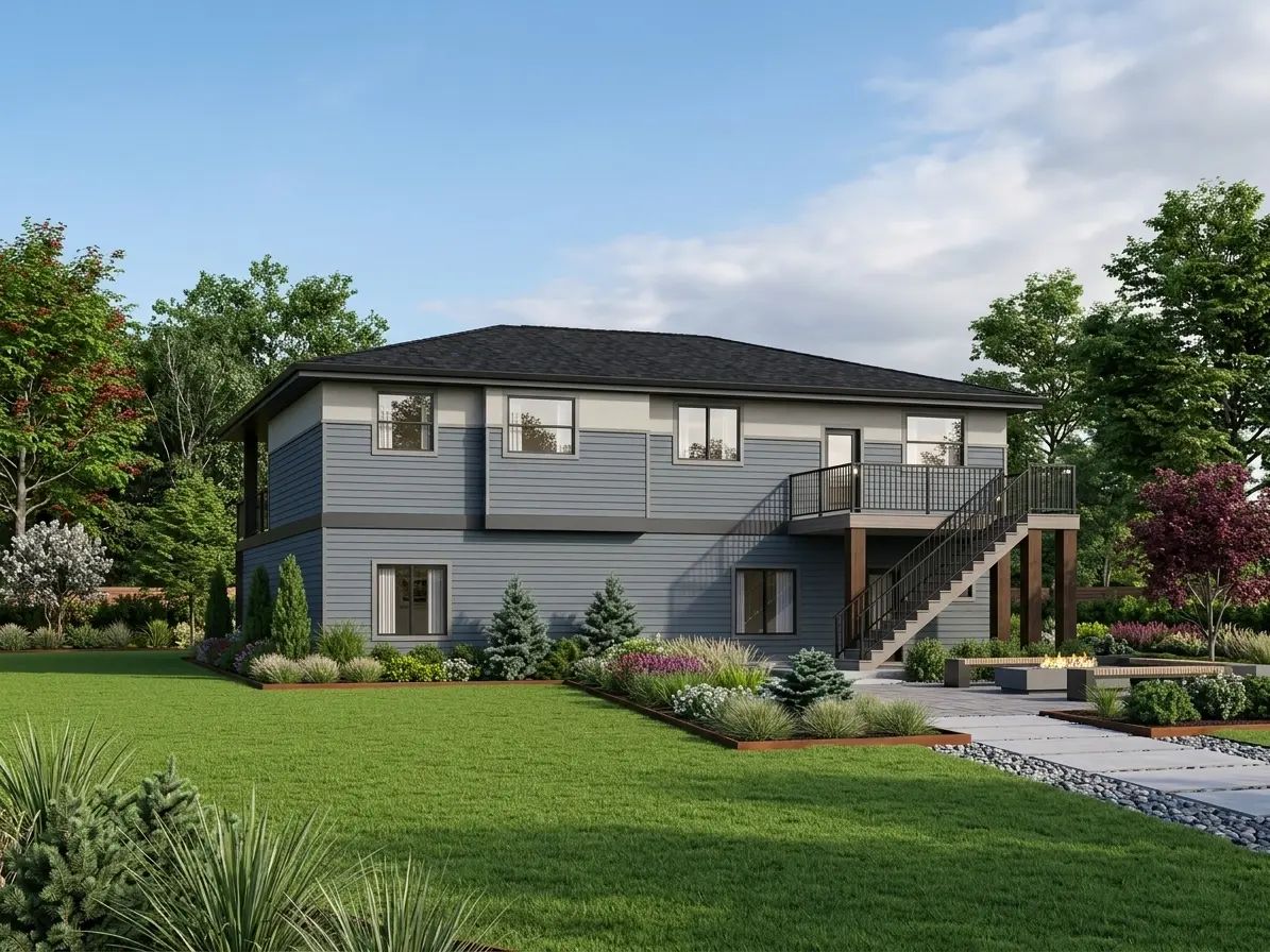 Projekt domu piętrowego o pow. 307 m²: 5 Sypialnie, 3 Łazienki, Otwarta kuchnia, Garaż