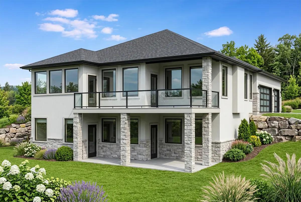 Projekt domu parterowego + piwnicą o pow. 314 m²: 4 Sypialnie, 3 Łazienki, Otwarta kuchnia, Garaż