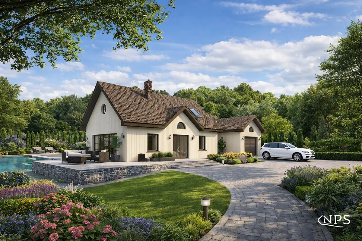 Projekt domu jednorodzinnego o pow. 127 m²: Parterowy z poddaszem użytkowym, 2 Sypialnie, Gabinet, 2 Łazienki, Otwarta kuchnia, Garaż