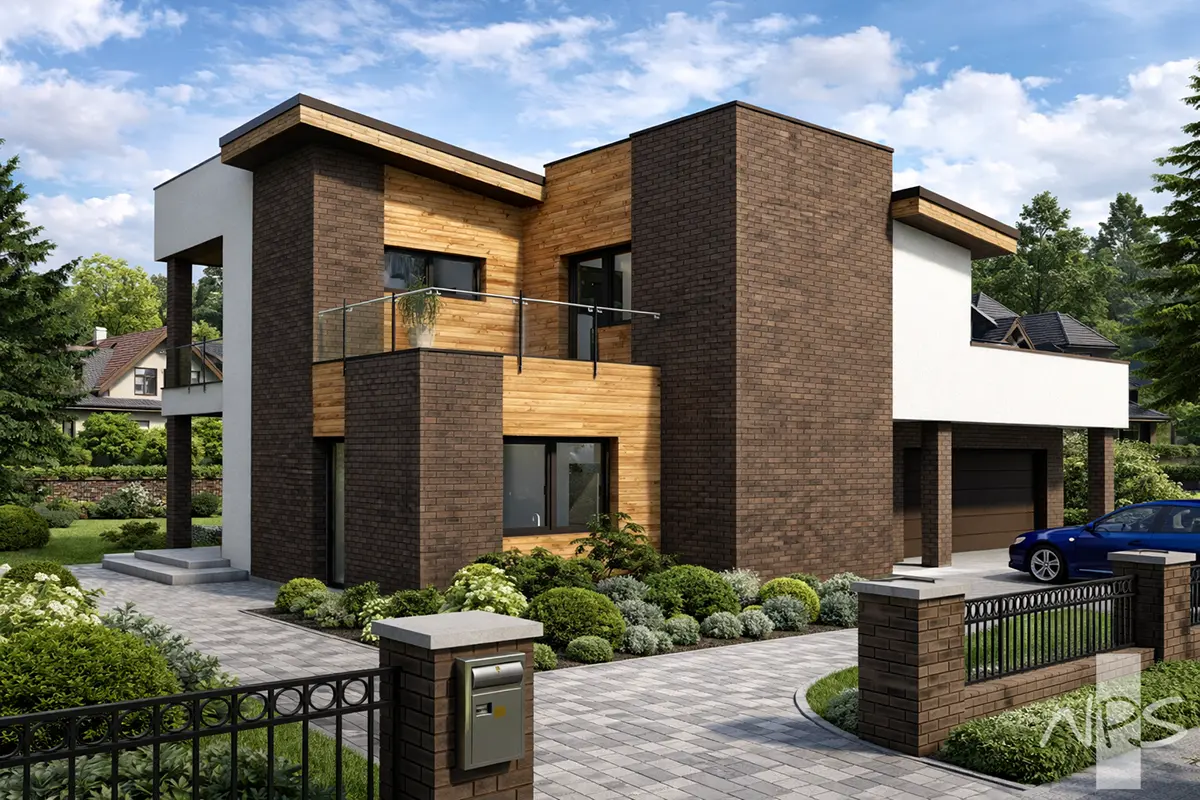 Projekt domu jednorodzinnego o pow. 179 m²: Piętrowy, 3 Sypialnie, 2 Łazienki, Garaż