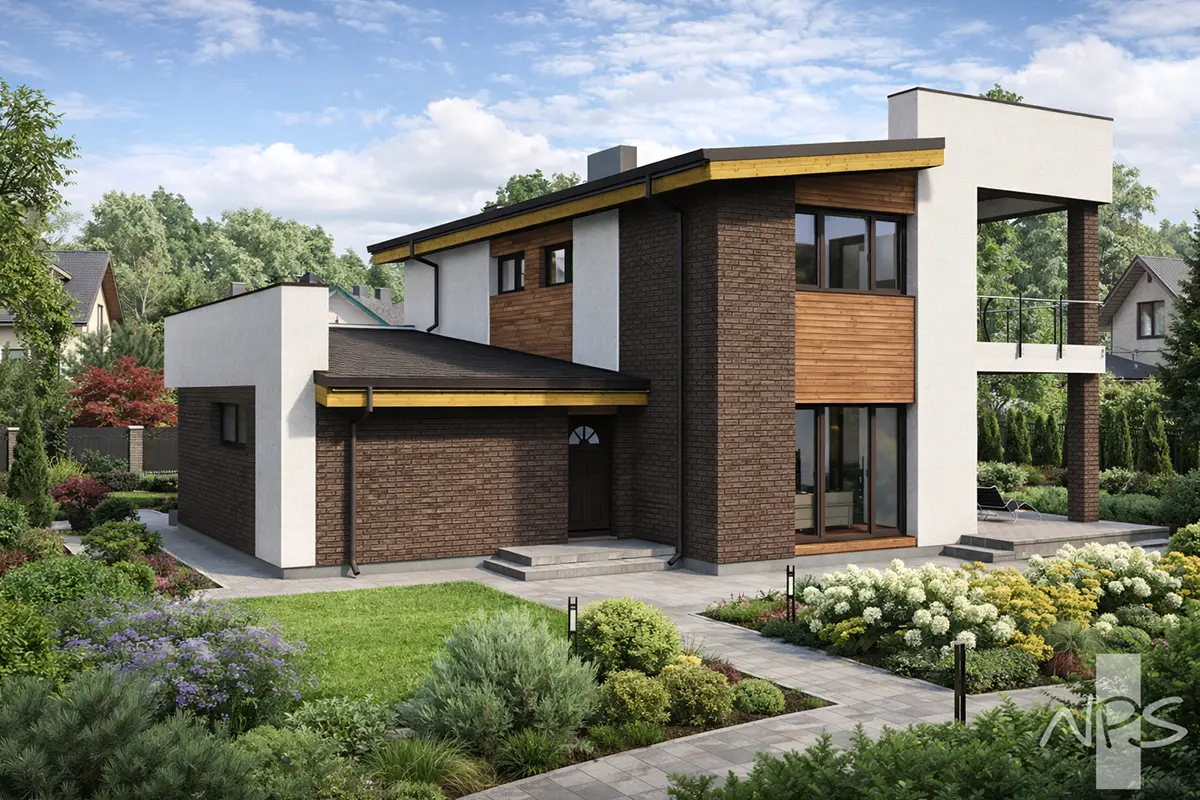 Projekt domu jednorodzinnego o pow. 179 m²: Piętrowy, 3 Sypialnie, 2 Łazienki, Garaż