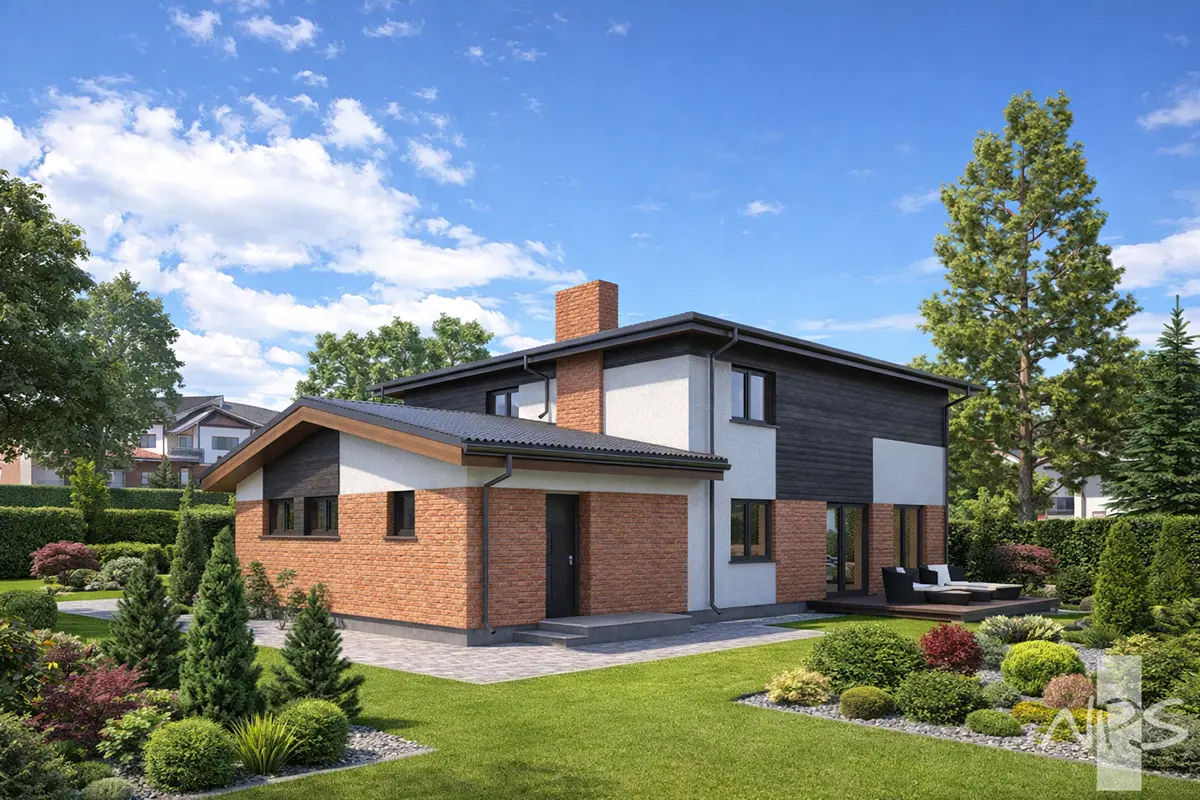 Projekt domu jednorodzinnego o pow. 194 m²: Piętrowy, 3 Sypialnie, Gabinet, 2 Łazienki, Garaż