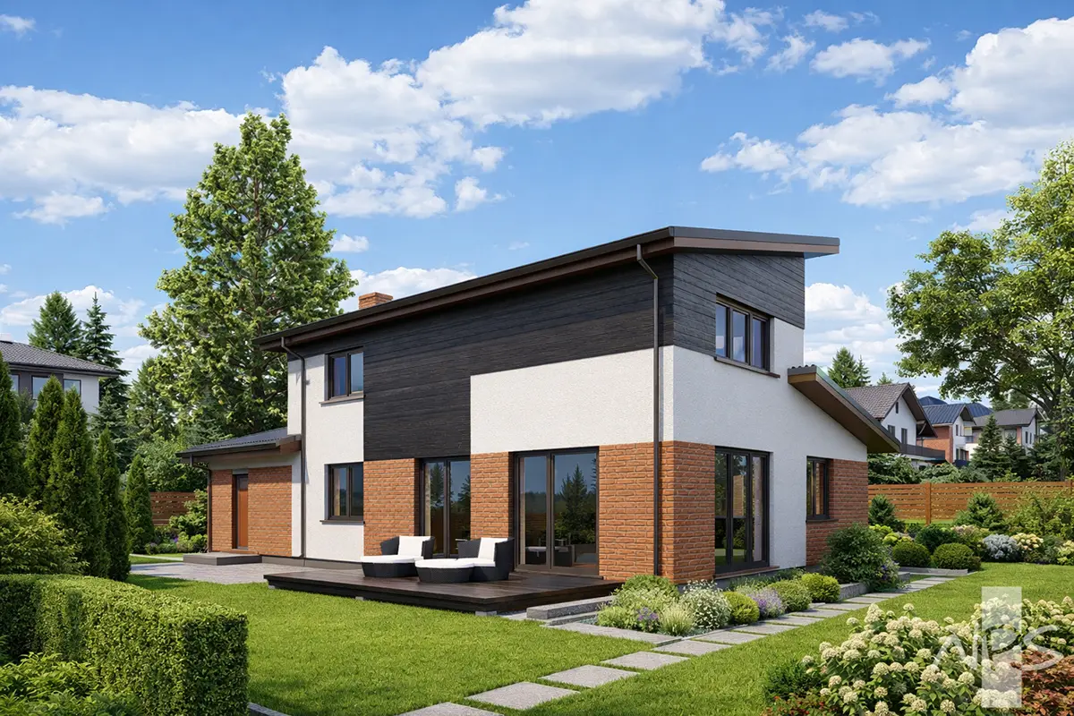 Projekt domu jednorodzinnego o pow. 194 m²: Piętrowy, 3 Sypialnie, Gabinet, 2 Łazienki, Garaż