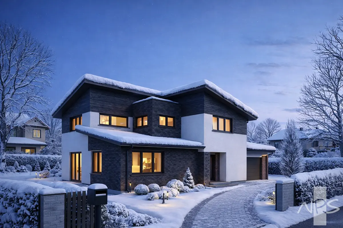 Projekt domu jednorodzinnego o pow. 194 m²: Piętrowy, 3 Sypialnie, Gabinet, 2 Łazienki, Garaż