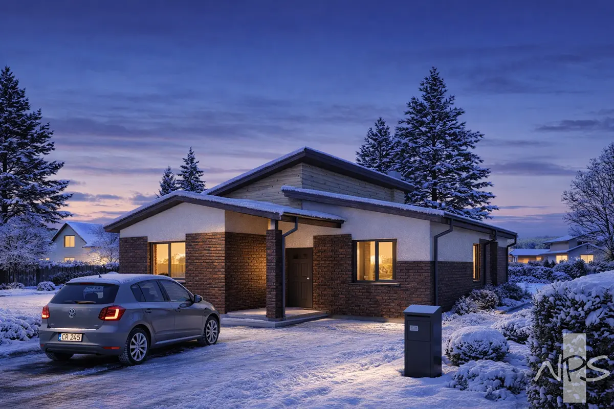 Projekt domu jednorodzinnego o pow. 143 m²: Parterowy, 3 Sypialnie, 2 Łazienki, Otwarta kuchnia