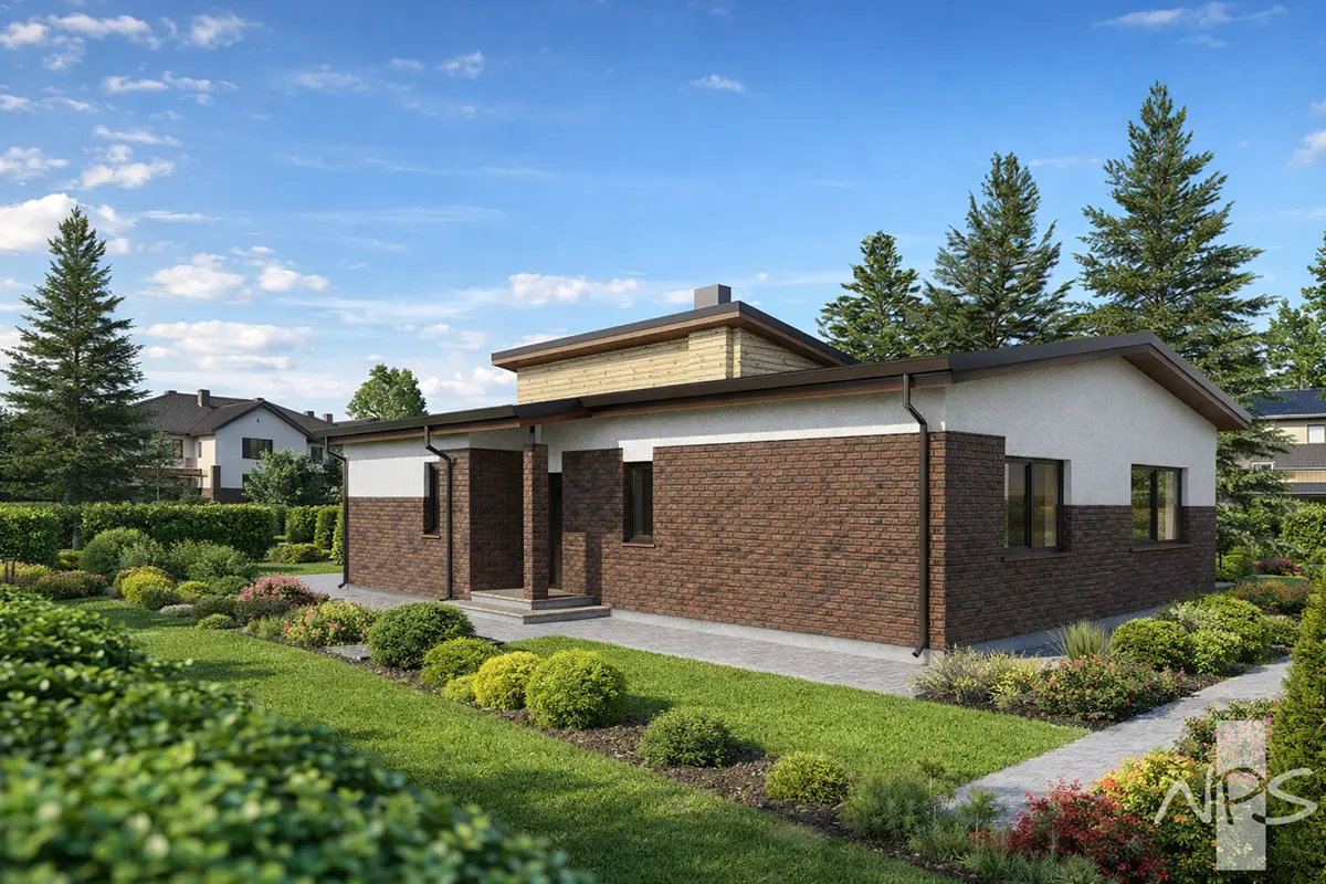 Projekt domu jednorodzinnego o pow. 143 m²: Parterowy, 3 Sypialnie, 2 Łazienki, Otwarta kuchnia