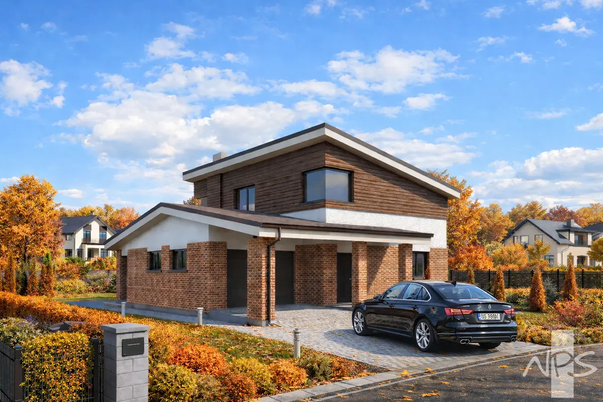 Projekt domu jednorodzinnego o pow. 157 m²: Piętrowy, 3 Sypialnie, 2 Łazienki, Otwarta kuchnia, Garaż