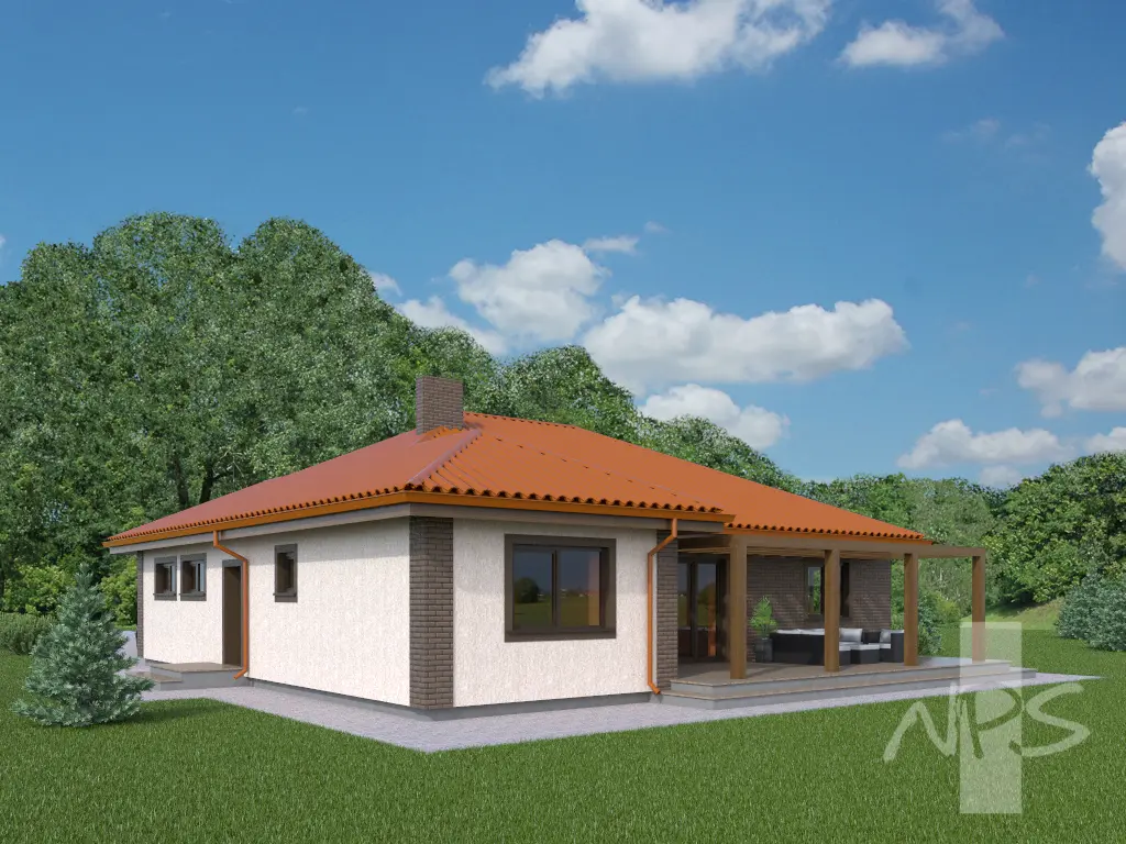 Projekt domu jednorodzinnego o pow. 161 m²: Parterowy, 3 Sypialnie, Gabinet, 2 Łazienki, Garaż