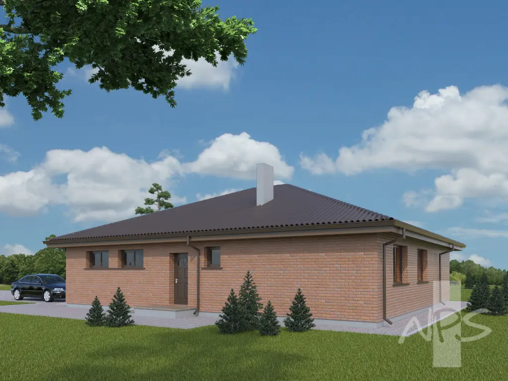 Projekt domu jednorodzinnego o pow. 168 m²: Parterowy, 3 Sypialnie, 1 Łazienki, Garaż