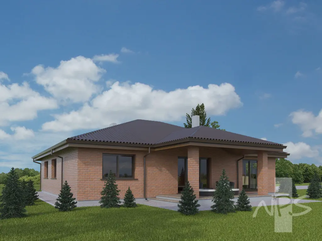 Projekt domu jednorodzinnego o pow. 168 m²: Parterowy, 3 Sypialnie, 1 Łazienki, Garaż