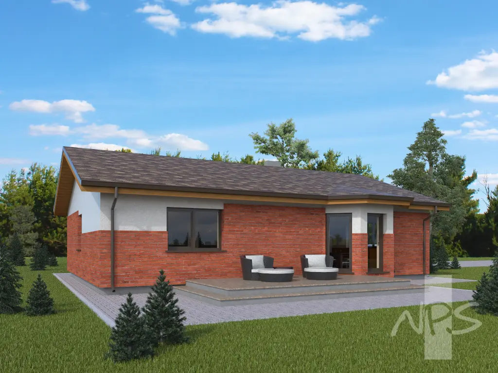 Projekt domu jednorodzinnego o pow. 146 m²: Parterowy, 3 Sypialnie, 2 Łazienki, Otwarta kuchnia, Garaż