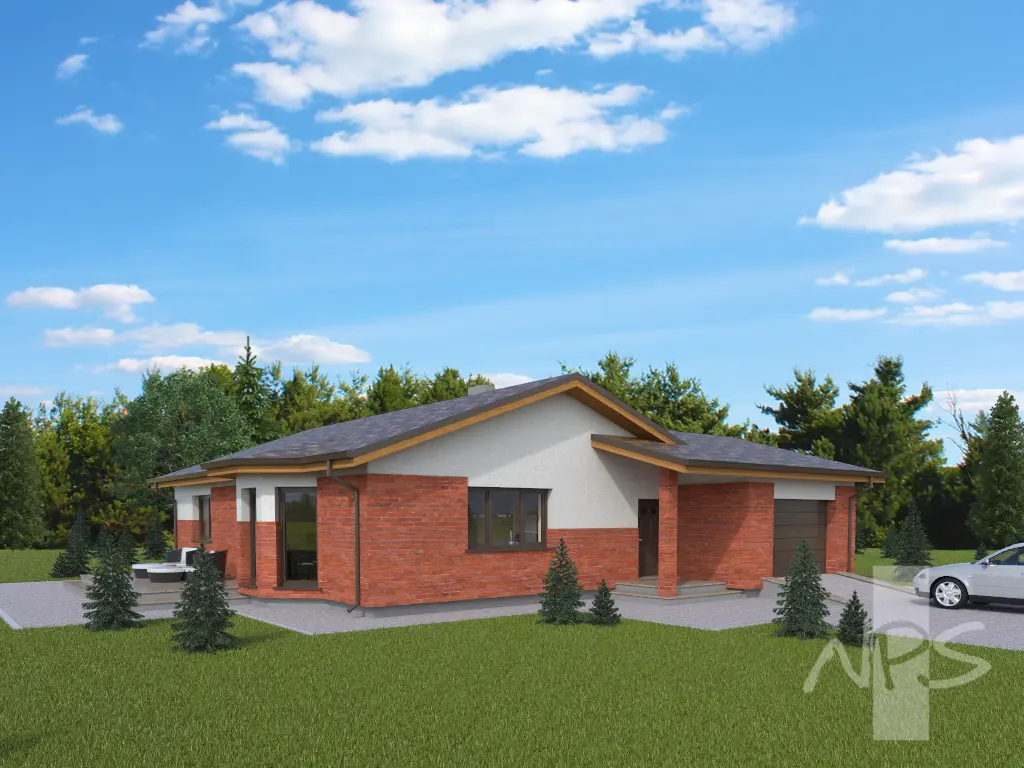 Projekt domu jednorodzinnego o pow. 146 m²: Parterowy, 3 Sypialnie, 2 Łazienki, Otwarta kuchnia, Garaż