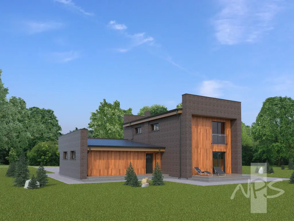 Projekt domu jednorodzinnego o pow. 183 m²: Piętrowy, 2 Sypialnie, 2 Łazienki, Otwarta kuchnia, Garaż