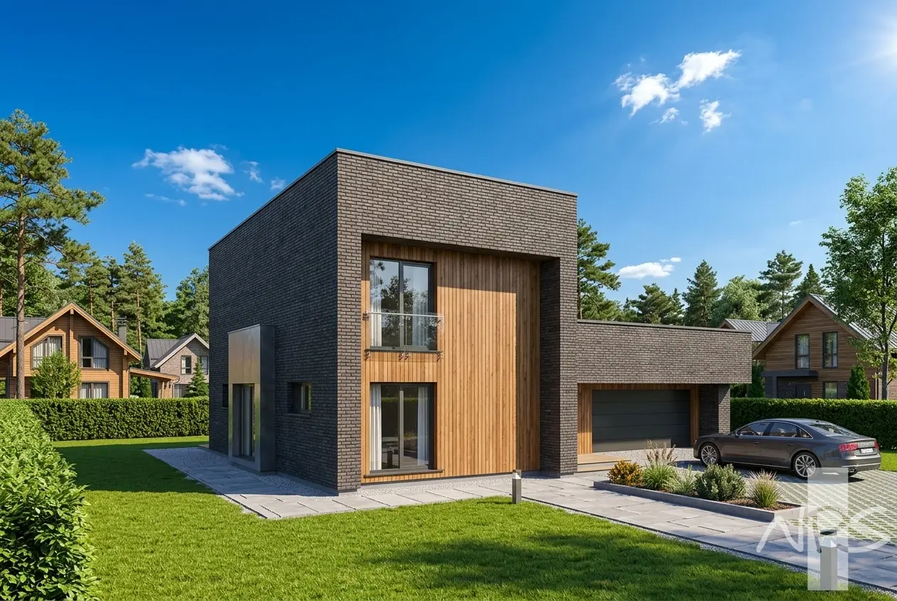 Projekt domu jednorodzinnego o pow. 183 m²: Piętrowy, 2 Sypialnie, 2 Łazienki, Otwarta kuchnia, Garaż