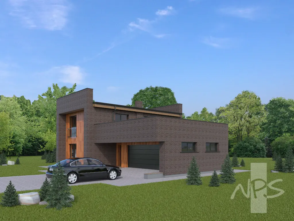 Projekt domu jednorodzinnego o pow. 183 m²: Piętrowy, 2 Sypialnie, 2 Łazienki, Otwarta kuchnia, Garaż