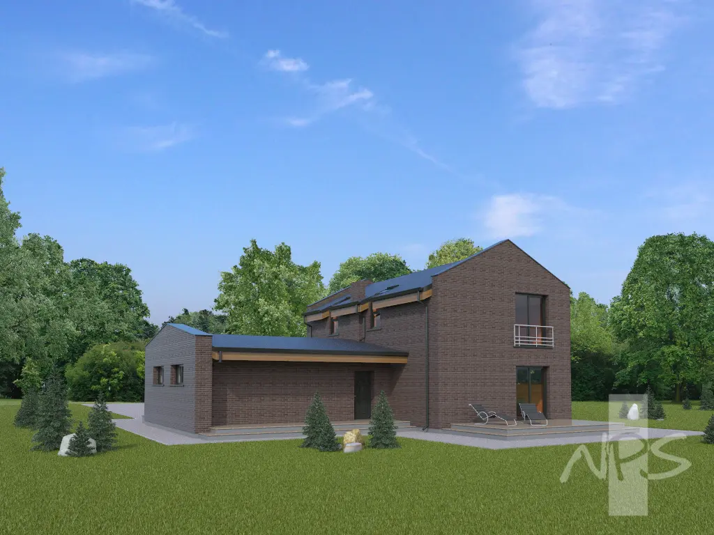 Projekt domu jednorodzinnego o pow. 183 m²: Piętrowy, 2 Sypialnie, 2 Łazienki, Otwarta kuchnia, Garaż