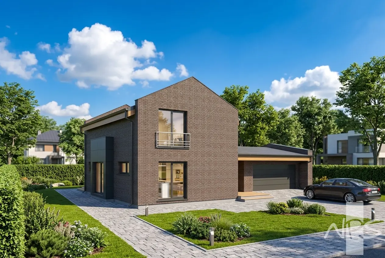 Projekt domu jednorodzinnego o pow. 183 m²: Piętrowy, 2 Sypialnie, 2 Łazienki, Otwarta kuchnia, Garaż