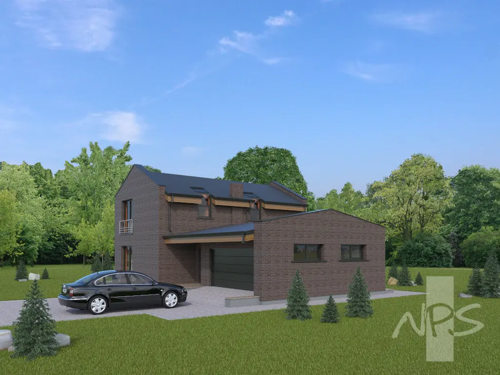 Projekt domu jednorodzinnego o pow. 183 m²: Piętrowy, 2 Sypialnie, 2 Łazienki, Otwarta kuchnia, Garaż