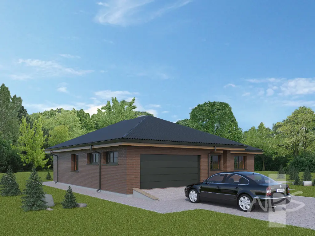 Projekt domu jednorodzinnego o pow. 191 m²: Parterowy, 3 Sypialnie, Gabinet, 2 Łazienki, Garaż