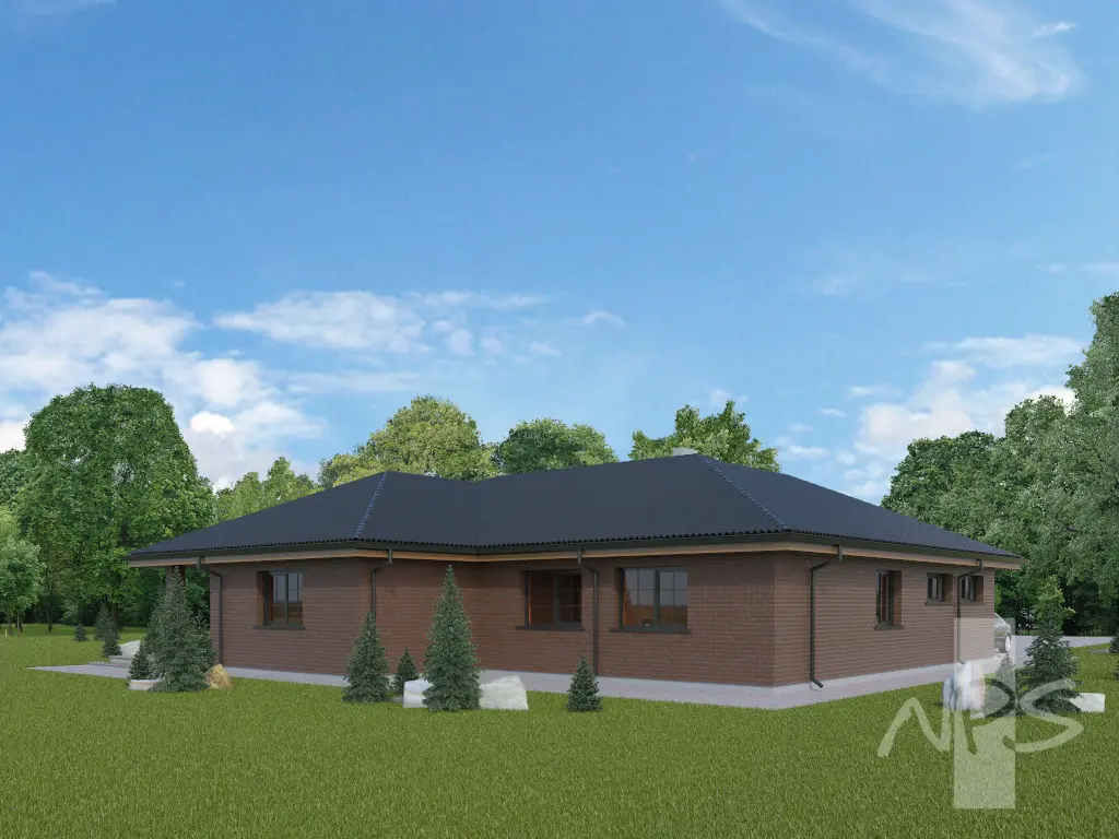 Projekt domu jednorodzinnego o pow. 191 m²: Parterowy, 3 Sypialnie, Gabinet, 2 Łazienki, Garaż